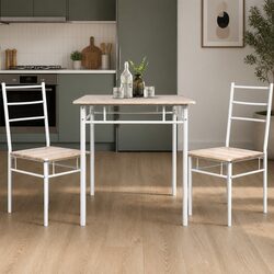 Dining Table and Chairs Set 3 Piece Industrial Style Kitchen Furniture Natural
