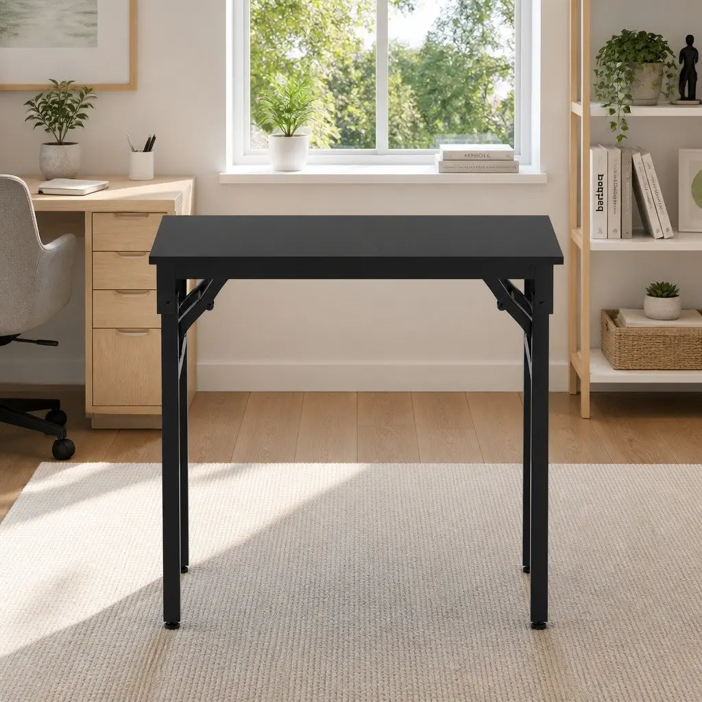 Foldable Computer Desk Corner Table 80cm Black Home Office Study Workstation
