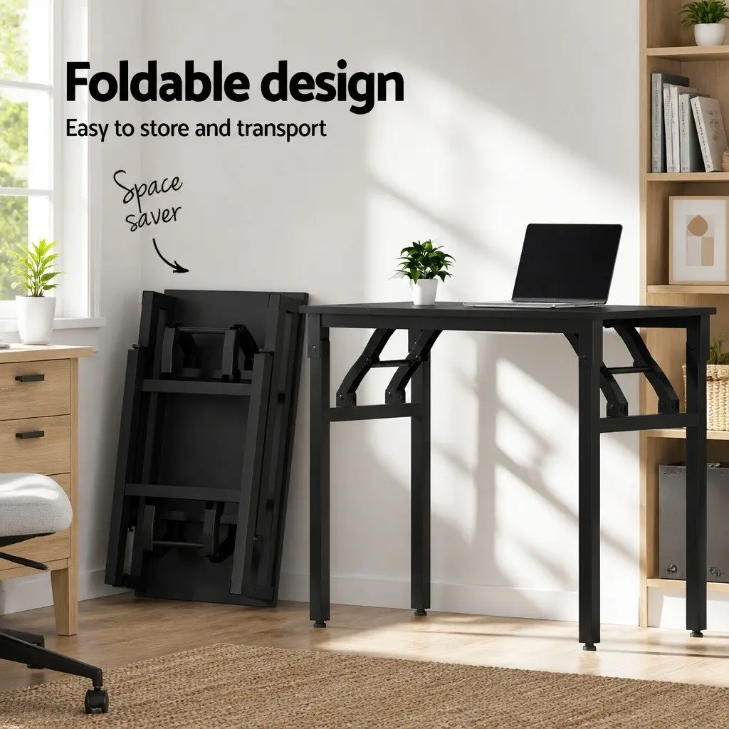 Foldable Computer Desk Corner Table 80cm Black Home Office Study Workstation