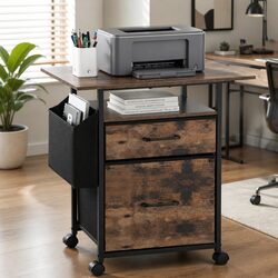 Mobile Filing Cabinet 60cm Printer Stand 2 Drawer File Storage with Castors