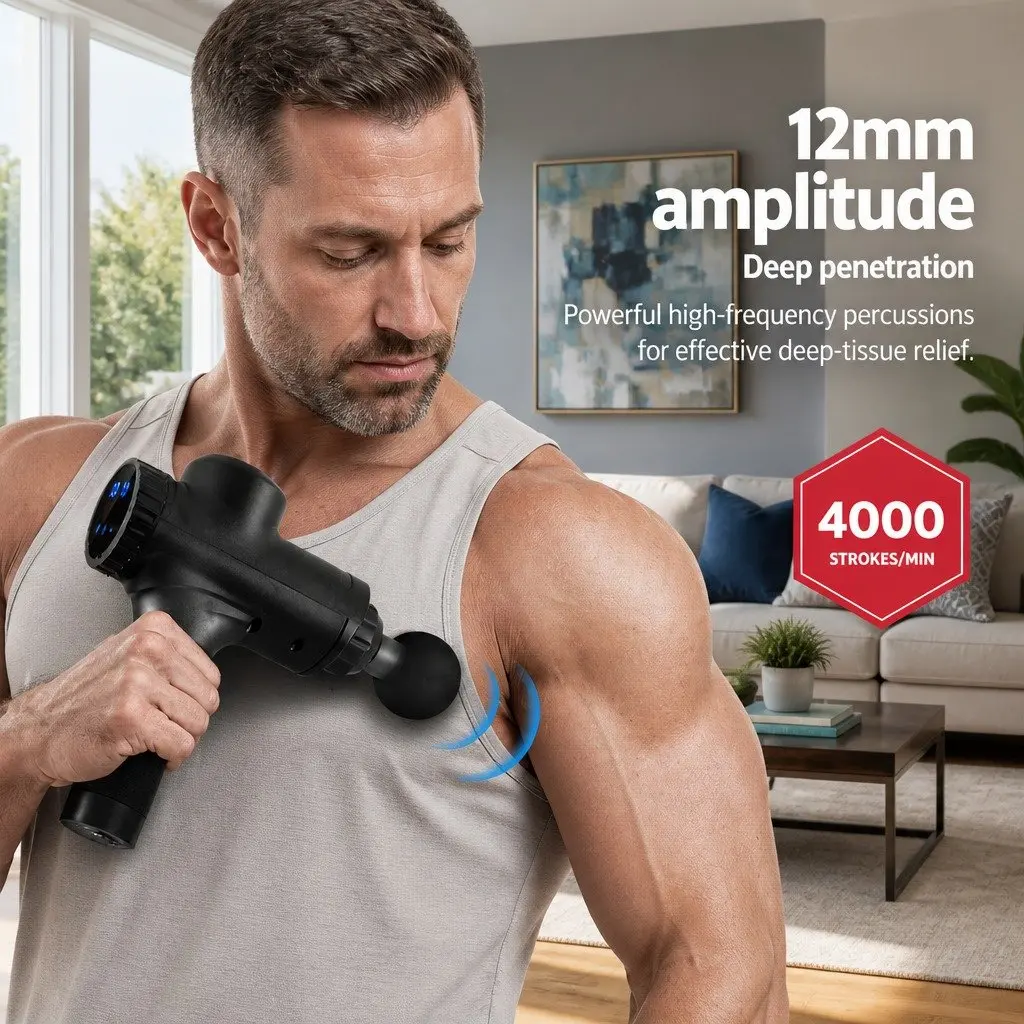 Massage Gun 30 Speed 6 Heads Percussion Vibration Muscle Massager Rechargeable