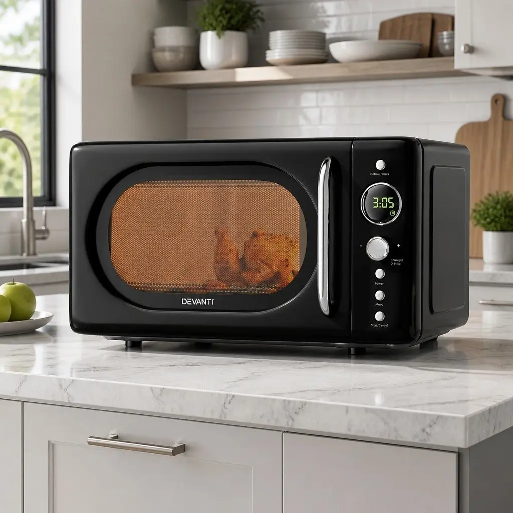Microwave Oven Digital 20L Black 700W 8 Auto Cook Menus Defrost