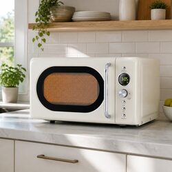 Microwave Oven 20L 700W Digital Timer Express Cooking Defrost LED Display Cream