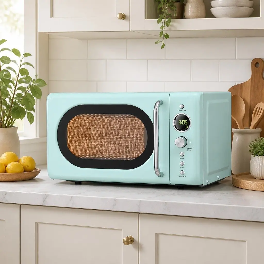 Microwave Oven Digital Control 20L 700W Green LED Display Kitchen Appliance