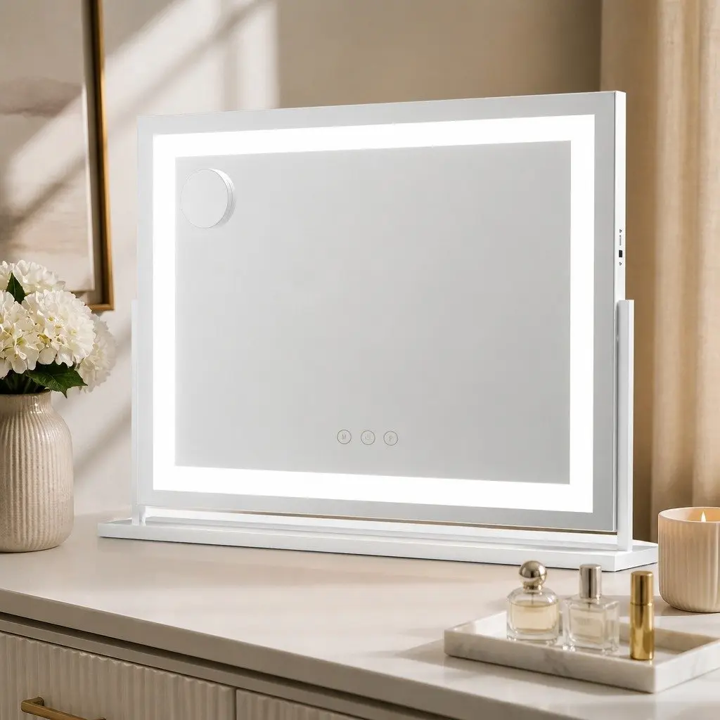 LED Makeup Mirror 80x58cm 360° Rotatable Vanity Mirror Lighted Adjustable Light