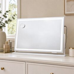 Makeup Mirror 90x60cm 360 Degree Rotatable Vanity with LED Lights Phone Mount