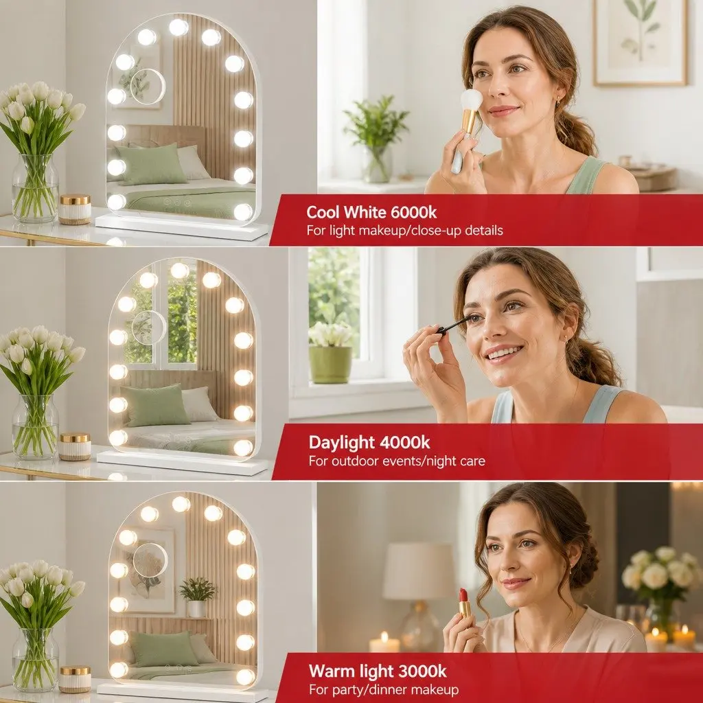 Makeup Mirror LED Light 40x50cm 5x Magnification White Arch