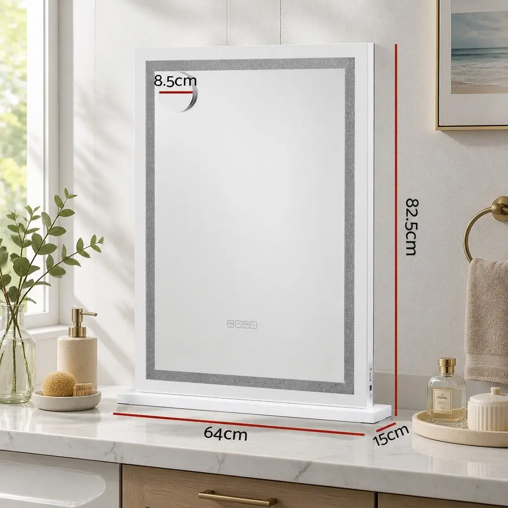 Makeup Mirror LED Light Bluetooth Speaker Touch Control 58x80cm White
