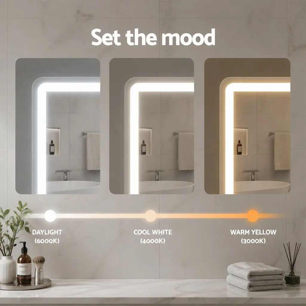 Makeup Mirror LED Light Strip Adjustable Brightness 40x50cm 180° Rotation