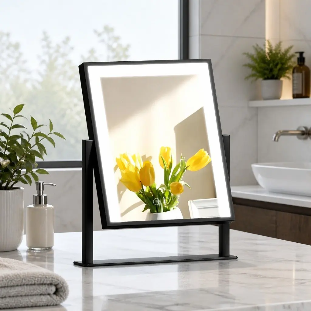Makeup Mirror 25x30cm Hollywood Vanity with LED Light Touch Control Rotation