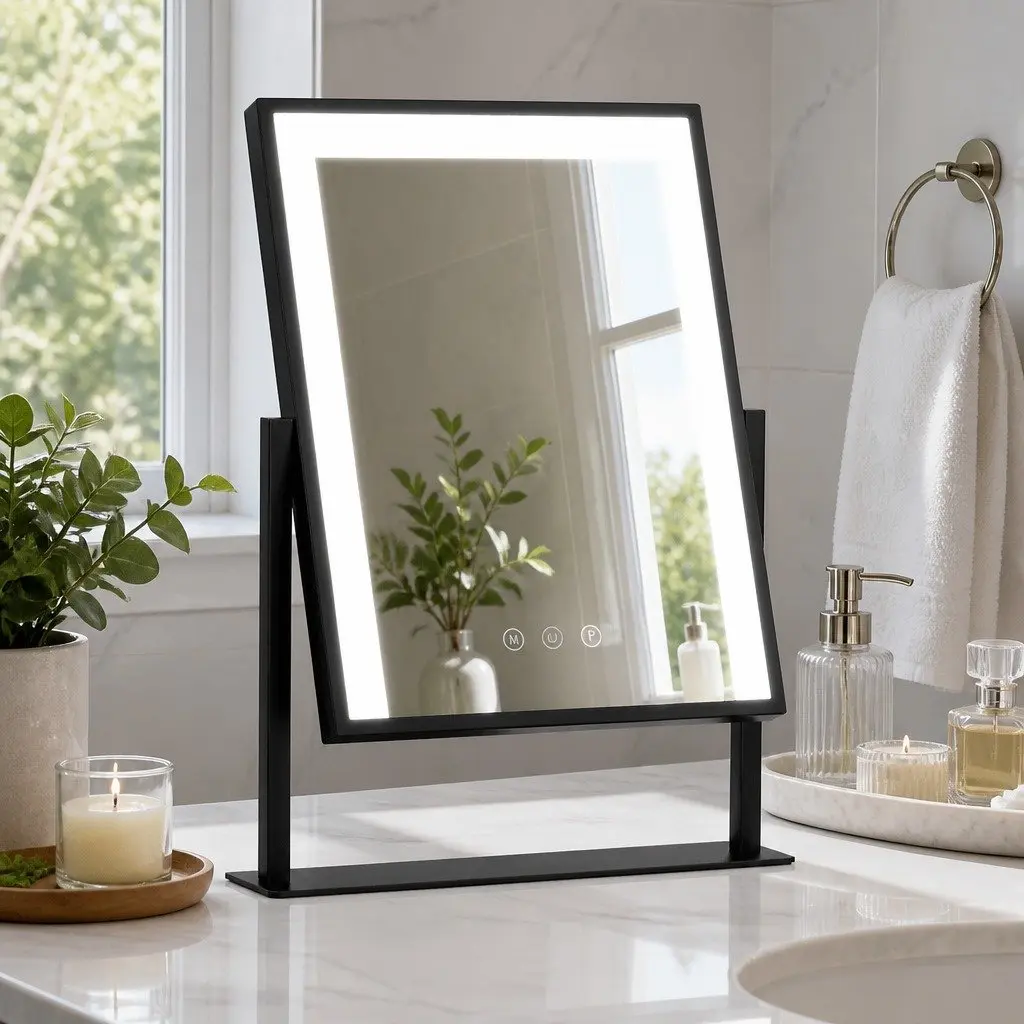 Makeup Mirror LED Light Touch Control 30x40cm Black