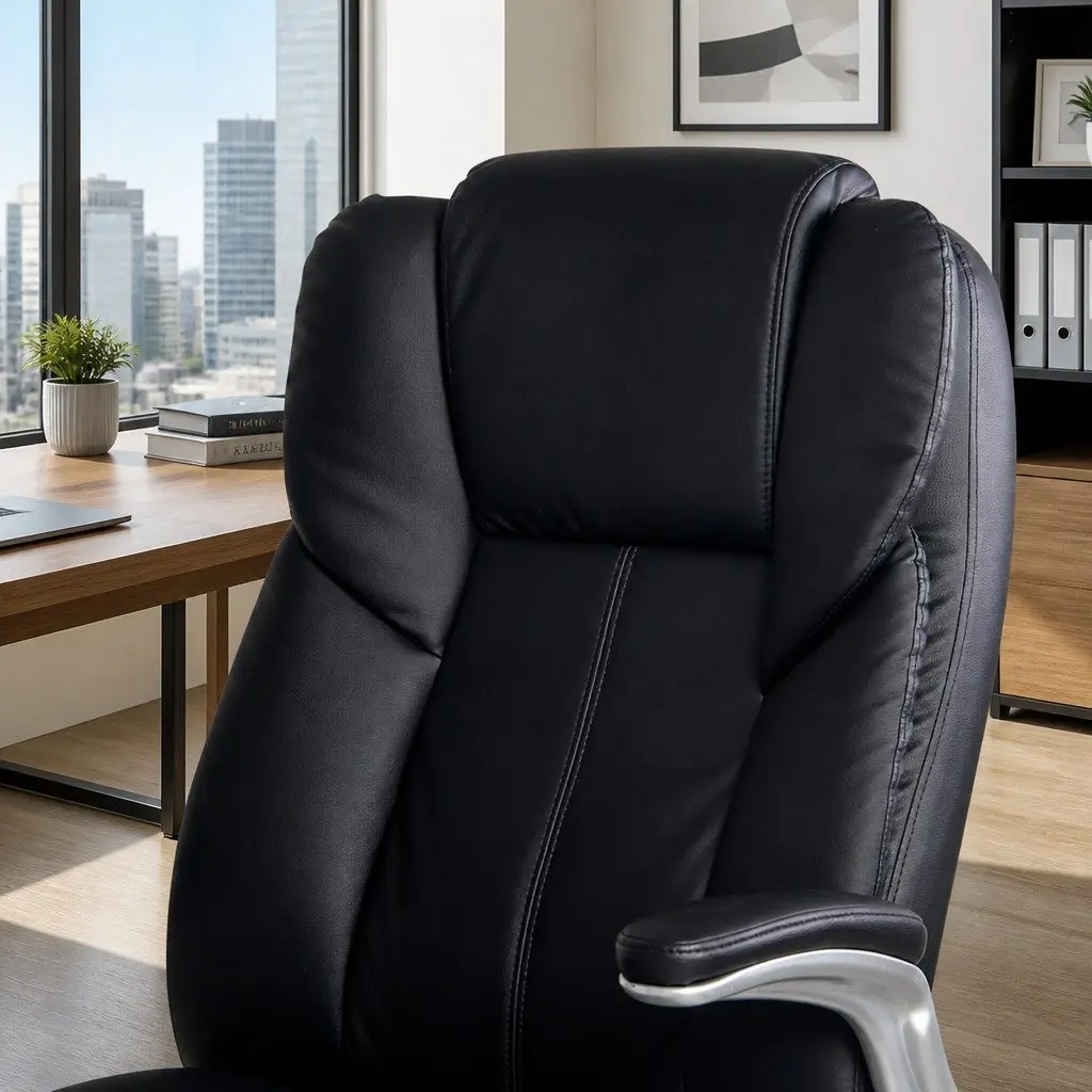 8 Point Massage Office Chair High Back PU Leather Vibration Black Work