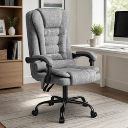 Executive Office Chair Massage 4-Point Grey Ergonomic Adjustable Recline Swivel