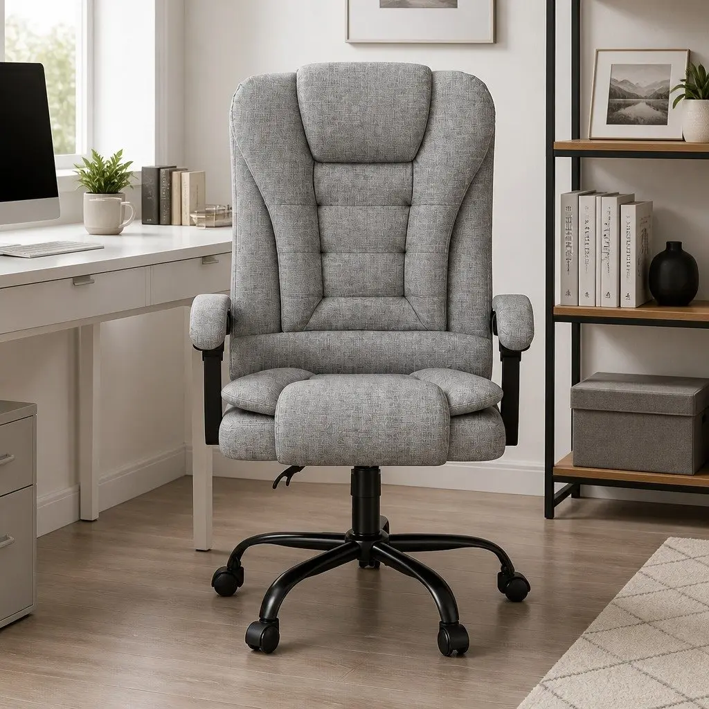 Executive Office Chair Massage 4-Point Grey Ergonomic Adjustable Recline Swivel