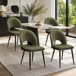 Dining Chairs Set of 4 Velvet Green Padded Seat Kitchen Dining Room Furniture