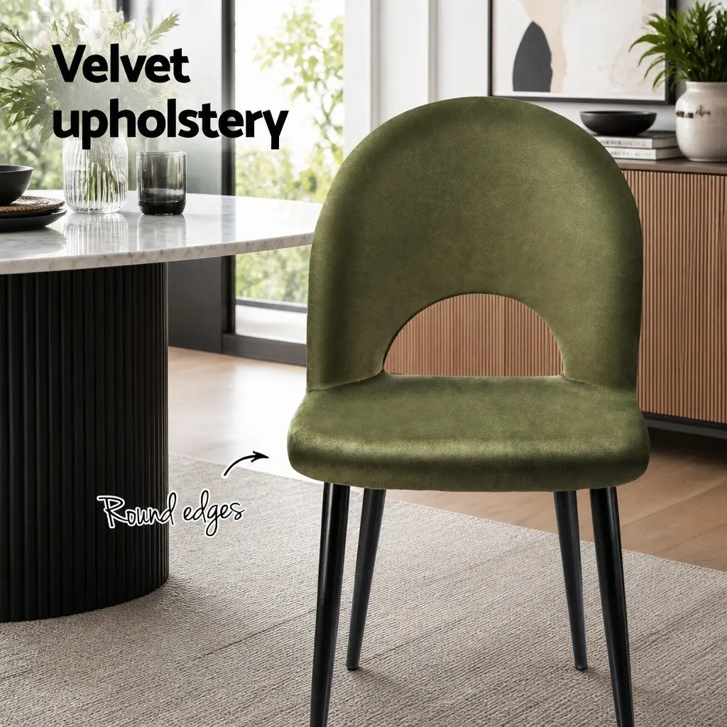 Dining Chairs Velvet Green Padded Seat 4 Piece Kitchen Dining Room Furniture
