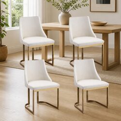 Dining Chairs Set of 4 Linen Fabric Padded Seat Kitchen Dining Room Furniture