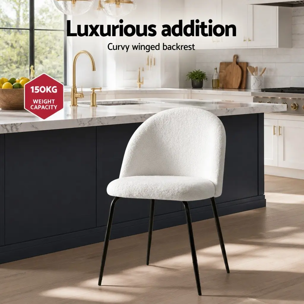 Dining Chairs Modern Upholstered Sherpa Fabric White Set of 4