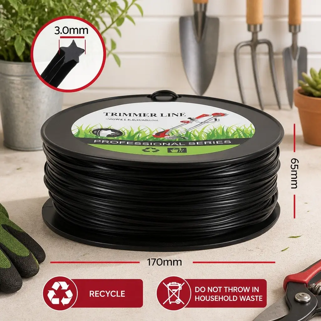 100M Whipper Snipper Trimmer Line 3.0mm Star Nylon String Cord Black Garden
