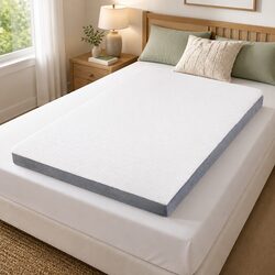 Memory Foam Mattress Topper Double Size Dual Layer Anti-Slip Removable Washable
