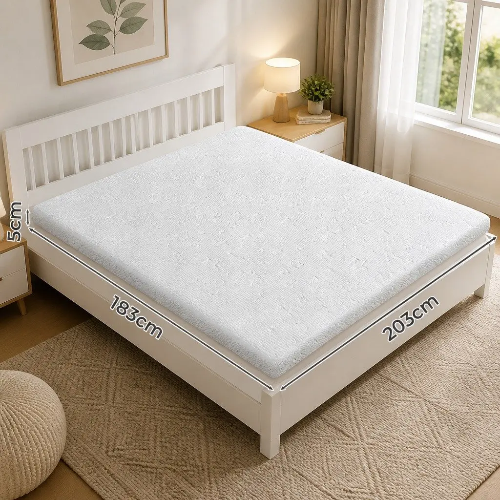 Memory Foam Mattress Topper King Single 5cm Dual-Sided Cooling Gel Pressure
