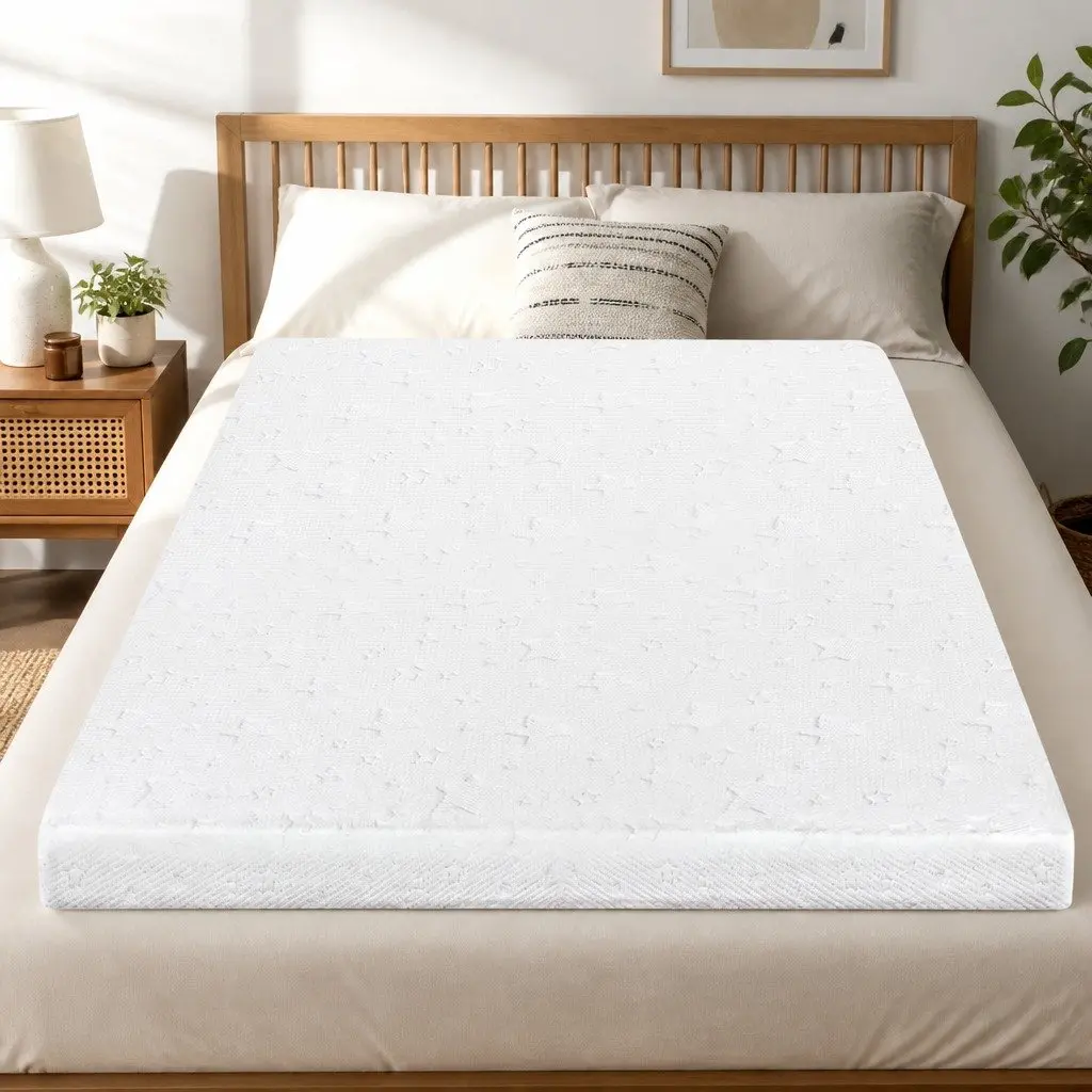 Memory Foam Mattress Topper King Single 5cm Dual Layer Cooling Gel Bamboo