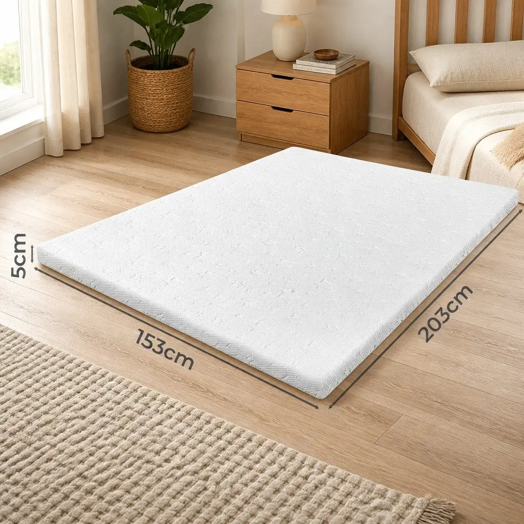 Memory Foam Mattress Topper King Single 5cm Dual Layer Cooling Gel Bamboo