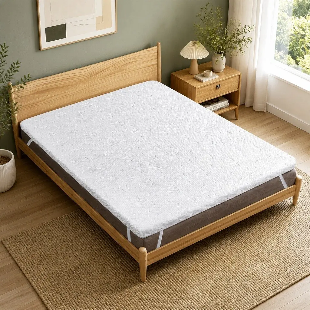 Memory Foam Mattress Topper King Single 5cm Dual Layer Cooling Gel Bamboo
