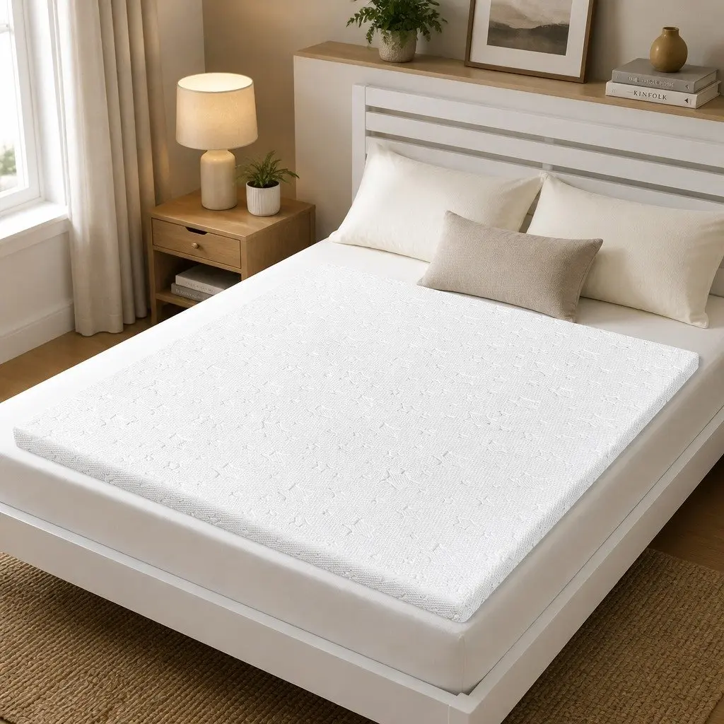 Memory Foam Mattress Topper King Single 5cm Dual Layer Cooling Gel Bamboo