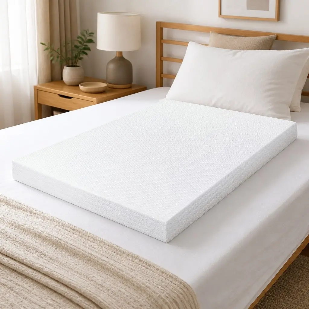 Memory Foam Mattress Topper Dual-Layer 10cm Cooling Gel Bamboo Charcoal White