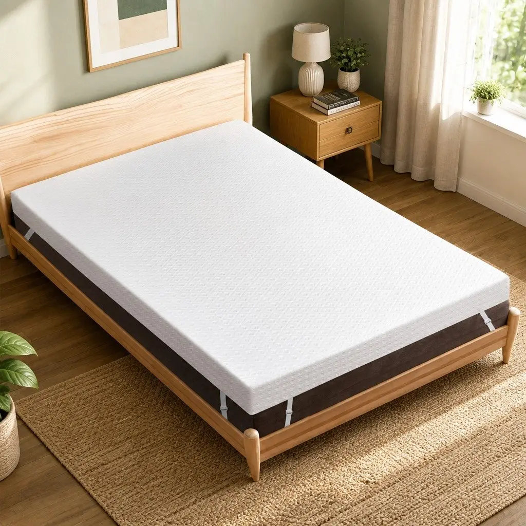 Memory Foam Mattress Topper Dual-Layer 10cm Cooling Gel Bamboo Charcoal White