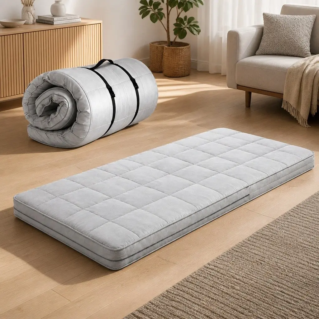 Single Floor Mattress Portable Foldable Foam Sleeping Pad 190cm x 75cm Grey