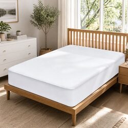 Single Mattress Protector Bamboo Fabric Waterproof Fitted Deep Mattress Cover