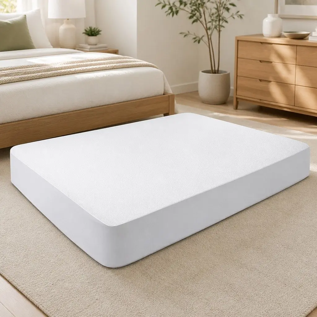 Mattress Protector Bamboo Fabric Water-Resistant Single White