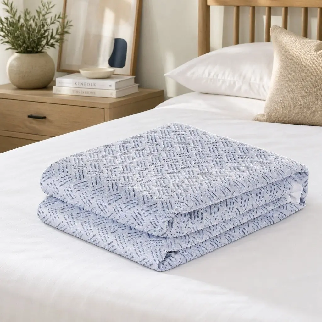 Mattress Protector Cooling Waterproof Deep Pocket Fitted Cover Double Size Blue