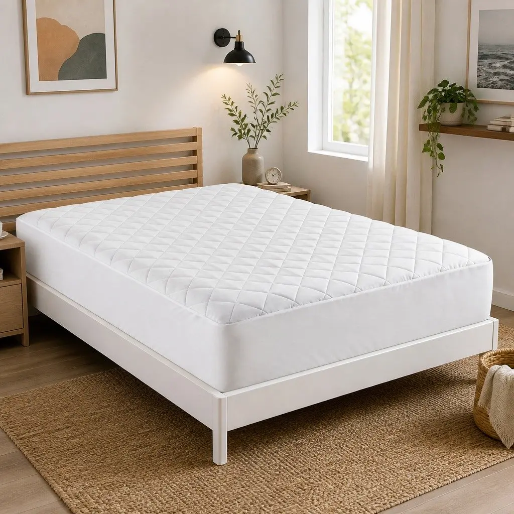 Mattress Protector Waterproof Quilted Cotton Queen Deep Pocket White