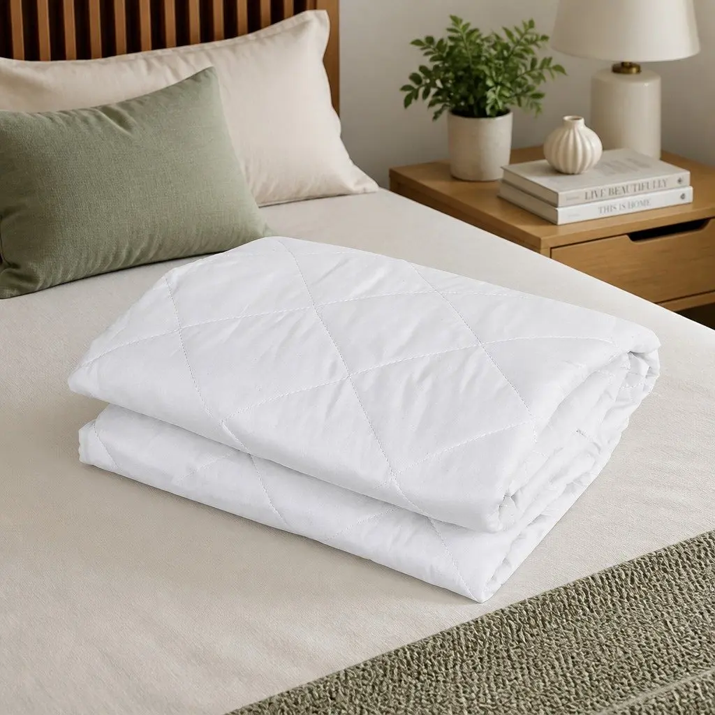 Mattress Protector Waterproof Quilted Cotton Queen Deep Pocket White