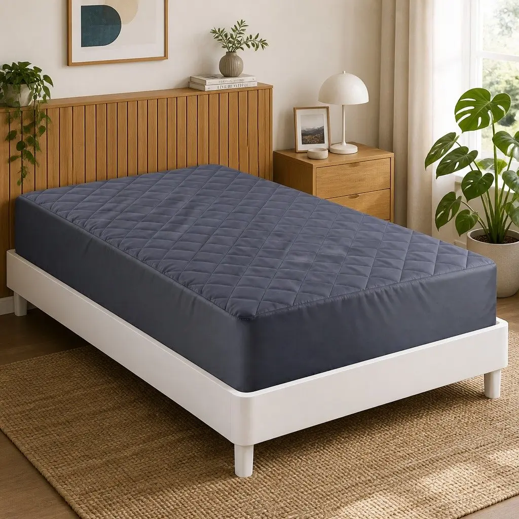 Single Mattress Protector Water-Resistant Deep Pocket 35cm Fitted Elastic Skirt