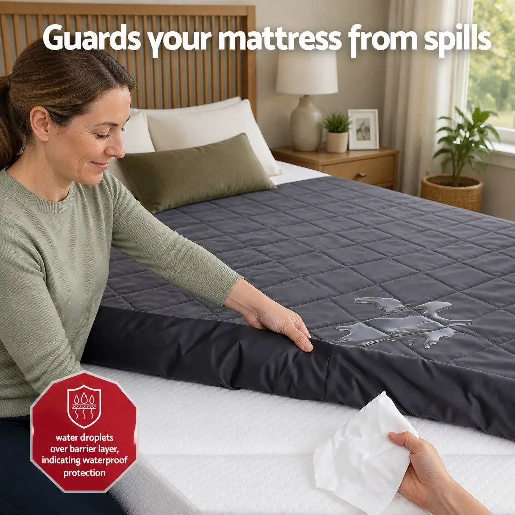 Single Mattress Protector Water-Resistant Deep Pocket 35cm Fitted Elastic Skirt