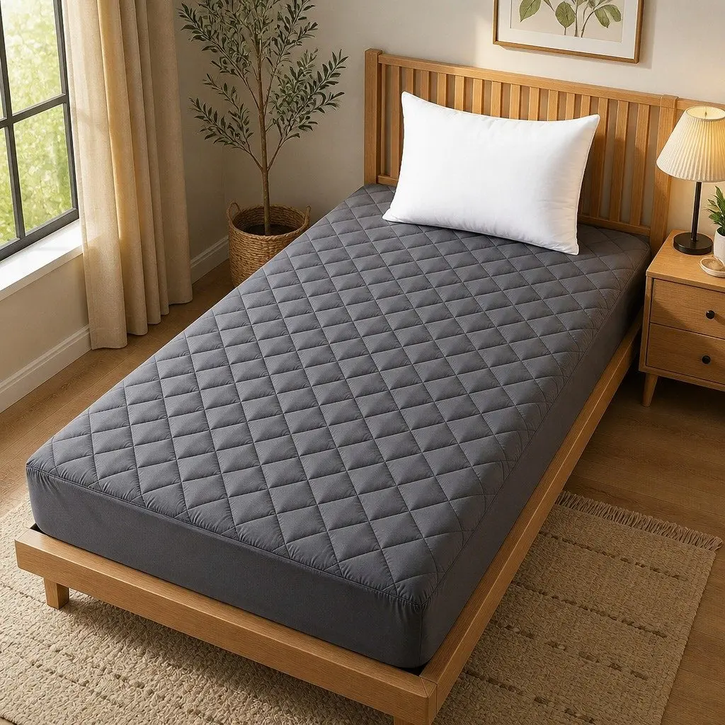 Single Mattress Protector Water-Resistant Deep Pocket 35cm Fitted Elastic Skirt
