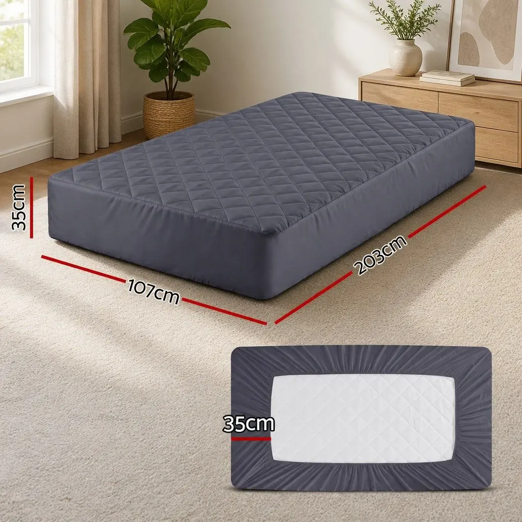 Mattress Protector Water-Resistant Microfiber King Single 360° Elastic Deep Grey