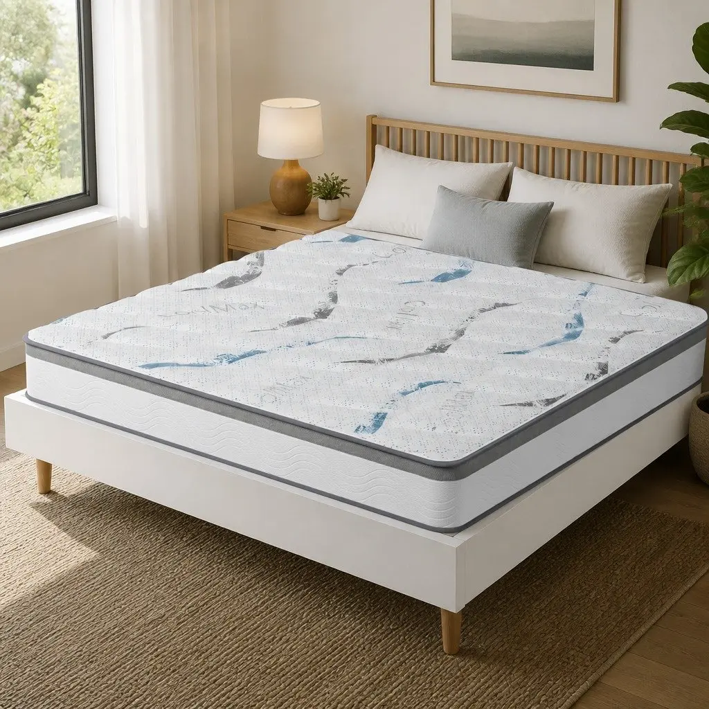 Queen Spring Mattress 25cm Pocket Coil Hypoallergenic Comfort Support White