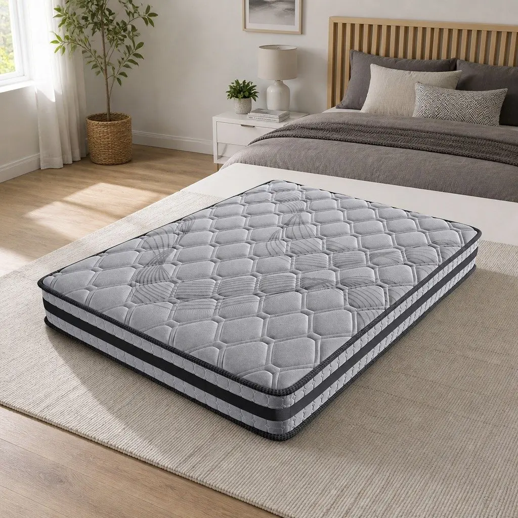 Pocket Coil Spring Mattress 5-Zone Sleep Support Medium Firm King Single Grey