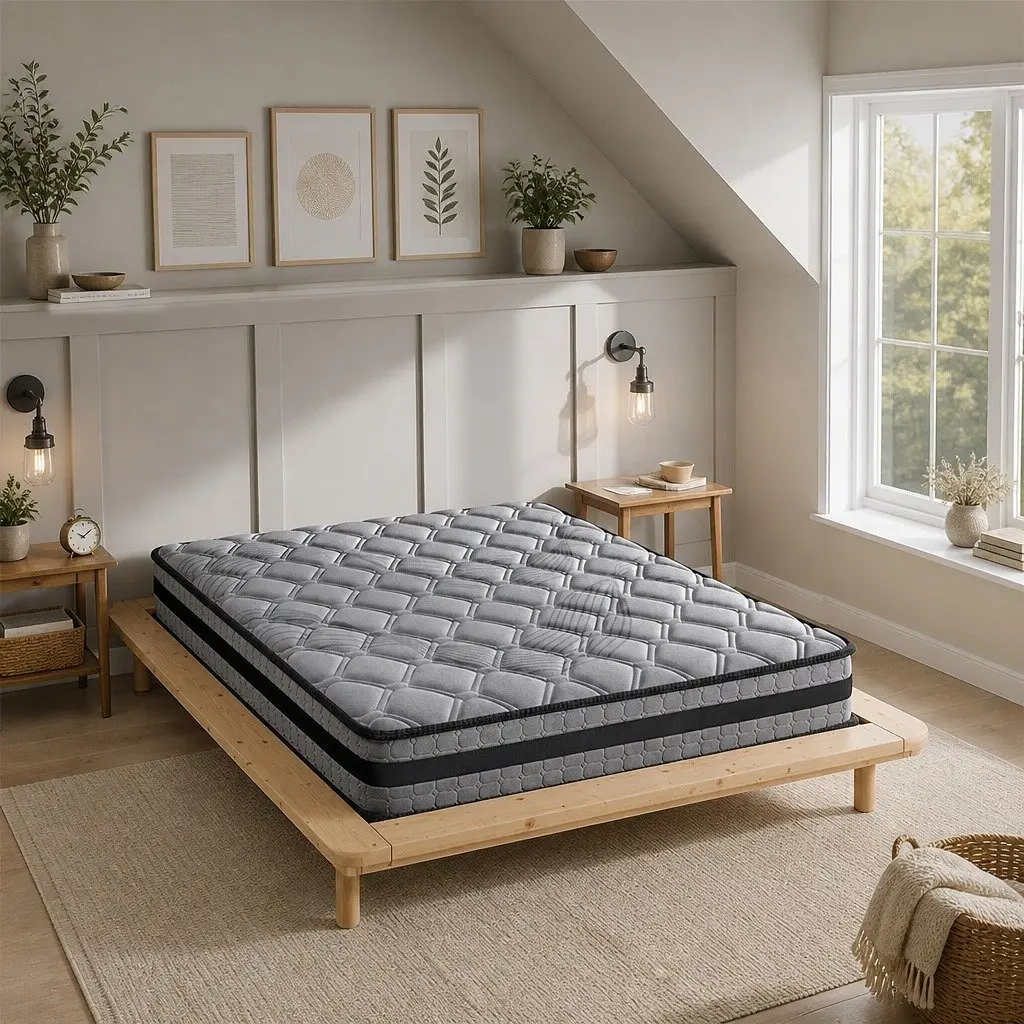 Pocket Coil Spring Mattress 5-Zone Sleep Support Medium Firm King Single Grey