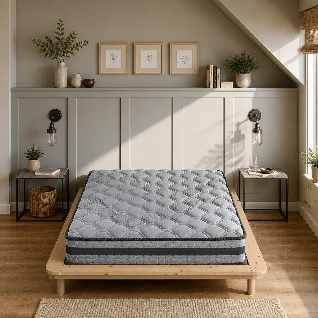 Pocket Spring Mattress 5-Zone Medium Firm Support Single Grey Knitted Fabric