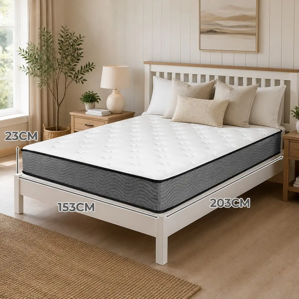 Queen Pocket Spring Mattress Super Firm Support 203cm x 153cm White