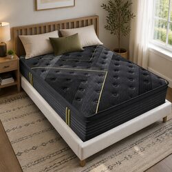 King Spring Mattress Bamboo Charcoal Pocket Coil Euro Top Bed Support