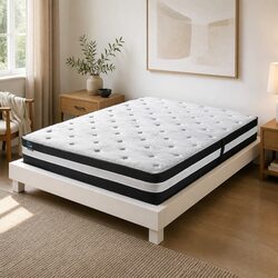 King Single Cooling Mattress 5 Zone Pocket Spring 25cm Medium Firm Bed Sleep