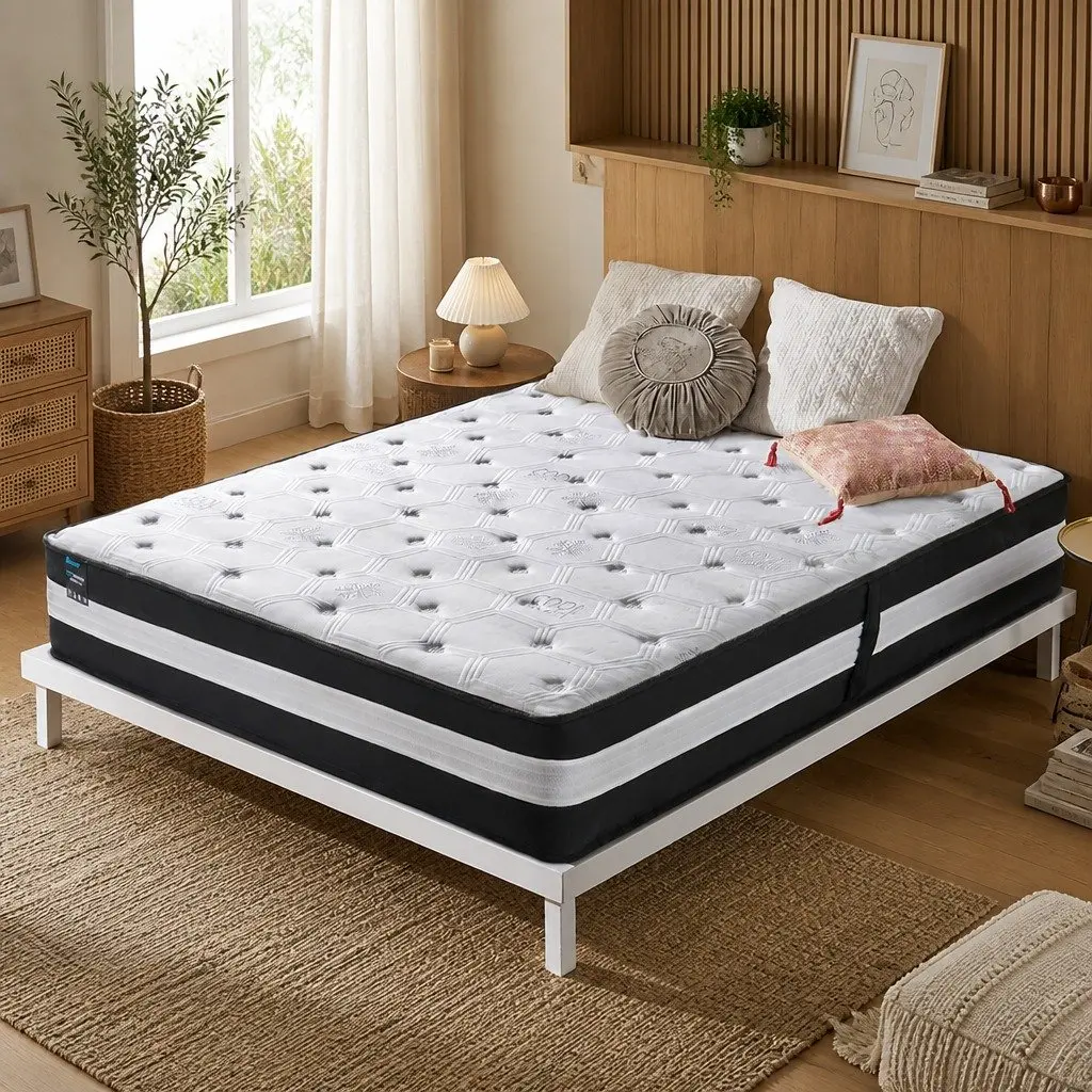 Pocket Spring Mattress 5 Zone Medium Firm 25cm Black or White