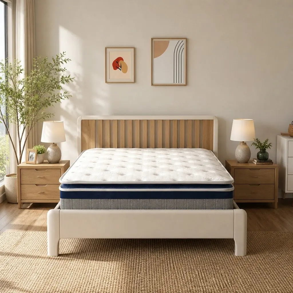 King Mattress Pillow Top 32CM High Density Foam Pocket Spring White